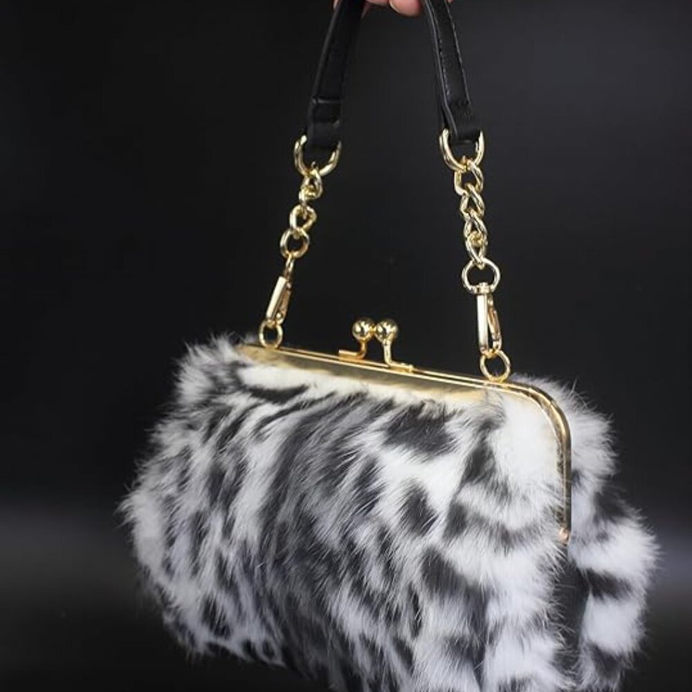 Neiman Marcus Elegant Snow Leopard Print Handbag